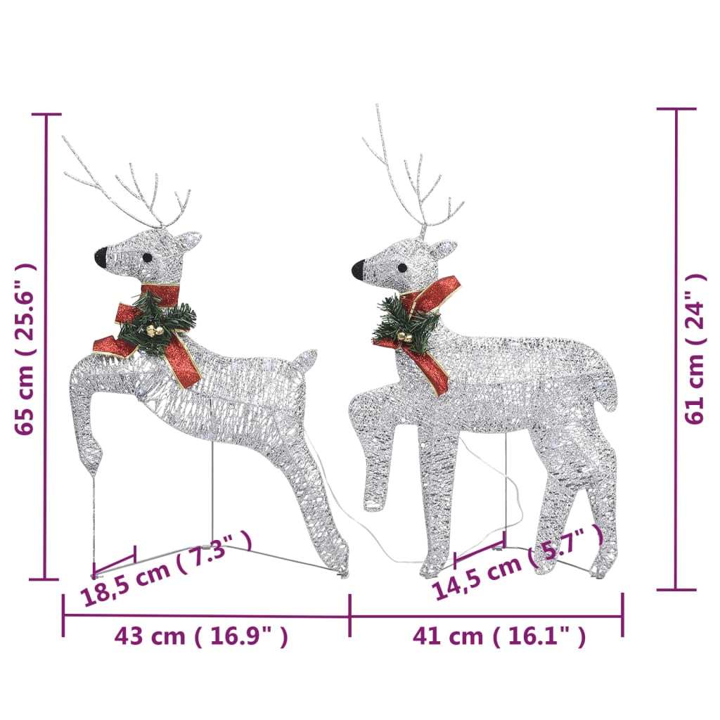 Reindeer & Sleigh Christmas Decoration 140 LEDs Outdoor Silver - Mercantile Mountain