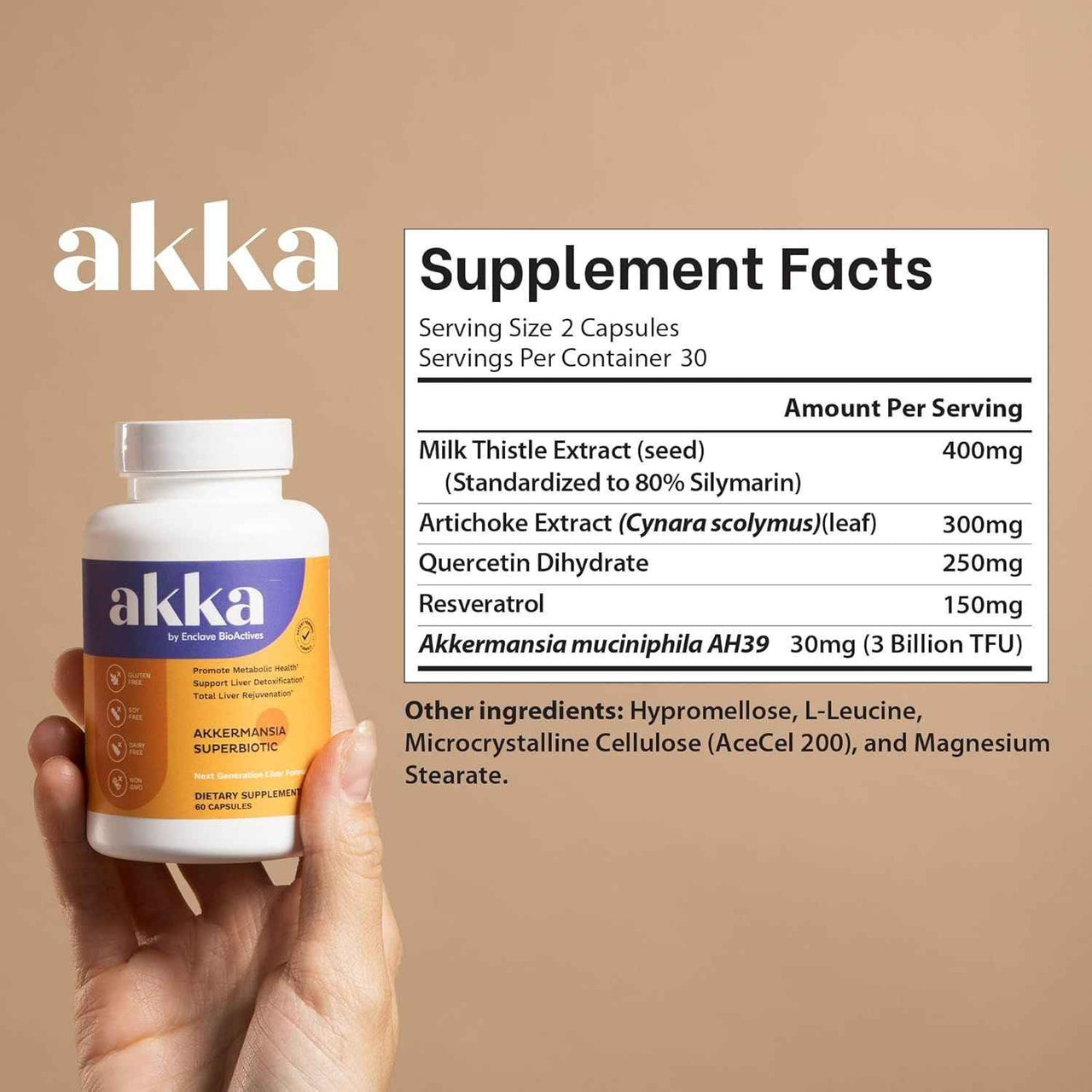 AKKA Premium Liver Cleanse Detox & Repair Superbiotic - Supports Liver Health & Function, Boosts Energy, Digestion & Metabolism with Bioavailable Pasteurized Akkermansia, Non-GMO, Gluten-Free, 60 Cap