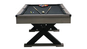 84" Pool Table with Billiard Balls, Cues, Pool Cue Chalk, Cleaning Brush, X-Legs, Black Cloth, Rustic Grey,84.1"L x 46.5"W x 32"H - Mercantile Mountain