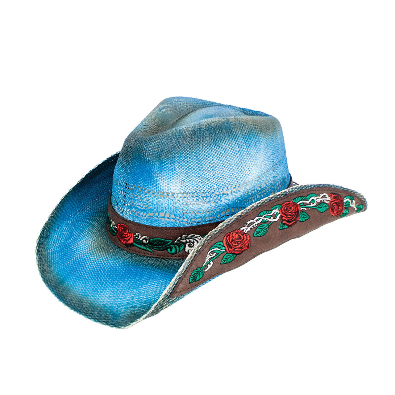Tonantzin Toyo Straw Rose Flower Western Drifter Cowboy Hat - Mercantile Mountain