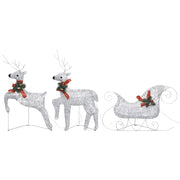 Reindeer & Sleigh Christmas Decoration 140 LEDs Outdoor Silver - Mercantile Mountain