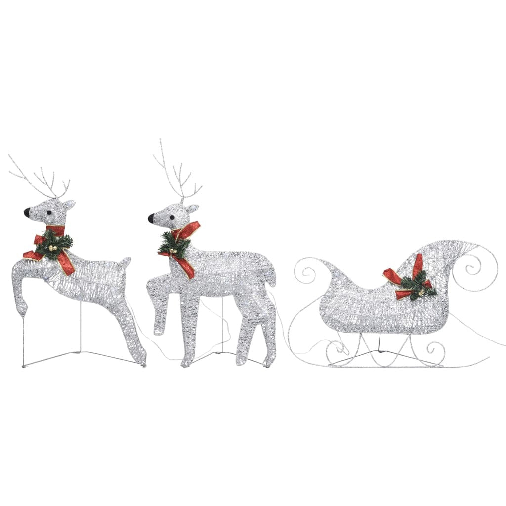 Reindeer & Sleigh Christmas Decoration 140 LEDs Outdoor Silver - Mercantile Mountain