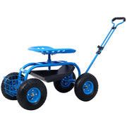 Rolling Garden Scooter Garden Cart Seat with Wheels and Tool Tray, 360 Swivel Seat,Blue--refurbished - Mercantile Mountain