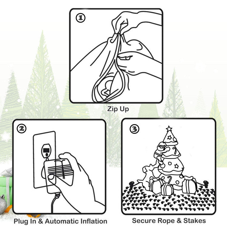 7 Feet Inflatable Christmas Tree Santa Decor with LED Lights - Mercantile Mountain