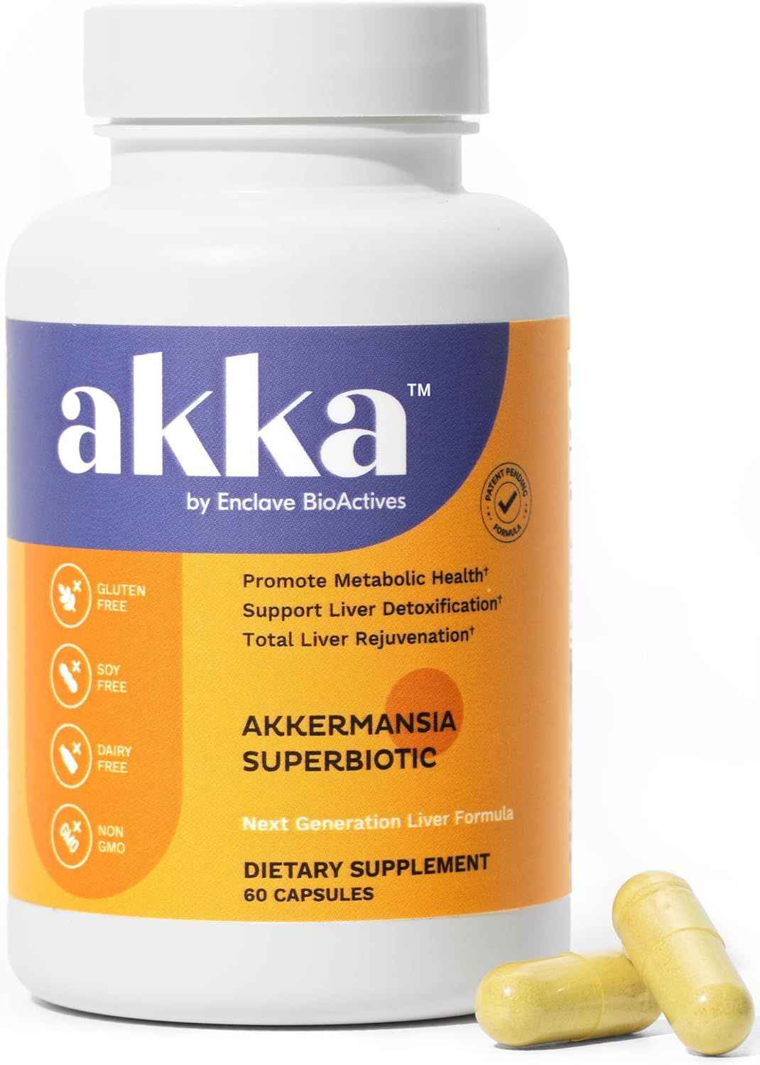 AKKA Premium Liver Cleanse Detox & Repair Superbiotic - Supports Liver Health & Function, Boosts Energy, Digestion & Metabolism with Bioavailable Pasteurized Akkermansia, Non-GMO, Gluten-Free, 60 Cap