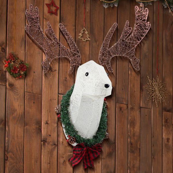 39" Pre-lit  Christmas Reindeer Head Indoor Outdoor Holiday Display - Mercantile Mountain