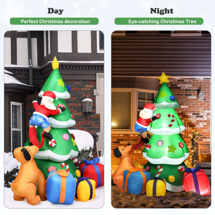 7 Feet Inflatable Christmas Tree Santa Decor with LED Lights - Mercantile Mountain