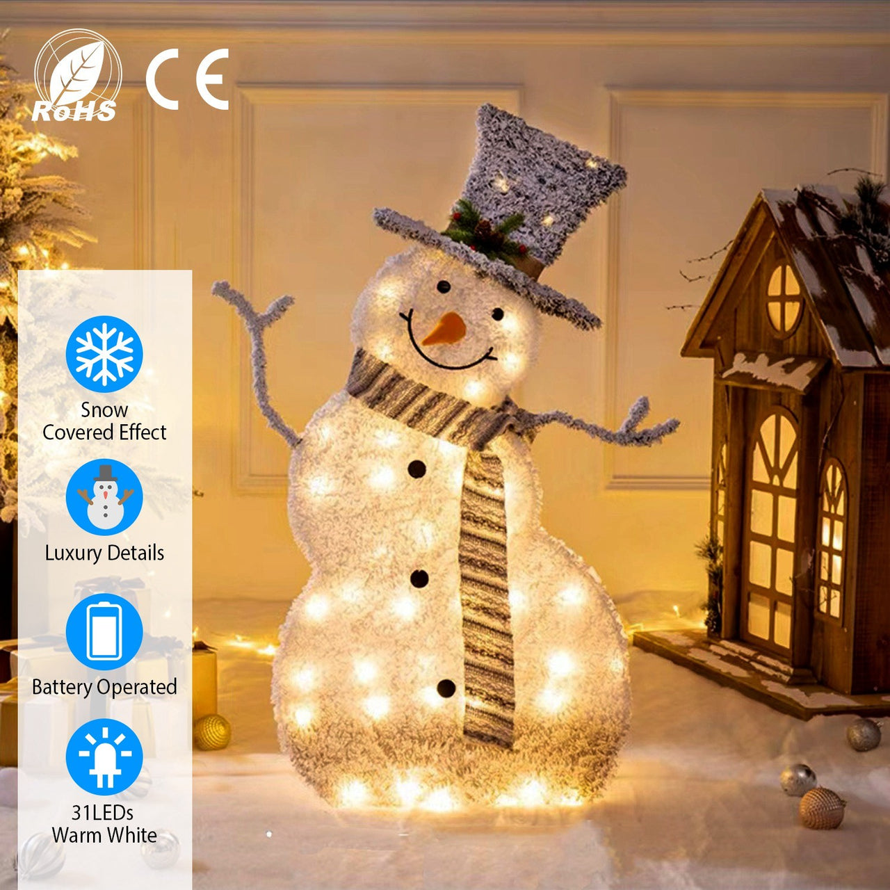 LED Christmas Snowman Decoration Light Collapsible Battery Operated - Mercantile Mountain