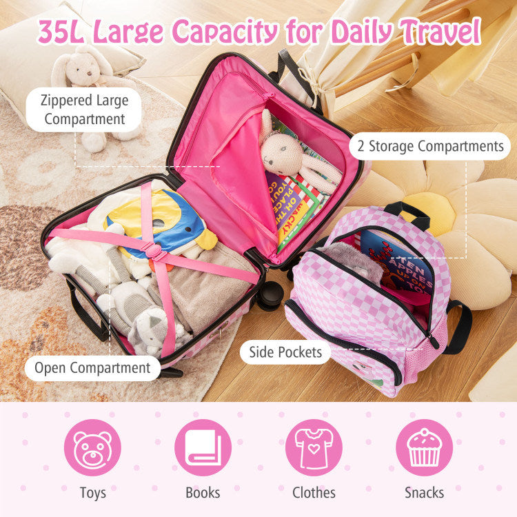 2 Pieces Kid Luggage Set with Spinner Wheels and Aluminum Handle - Mercantile Mountain