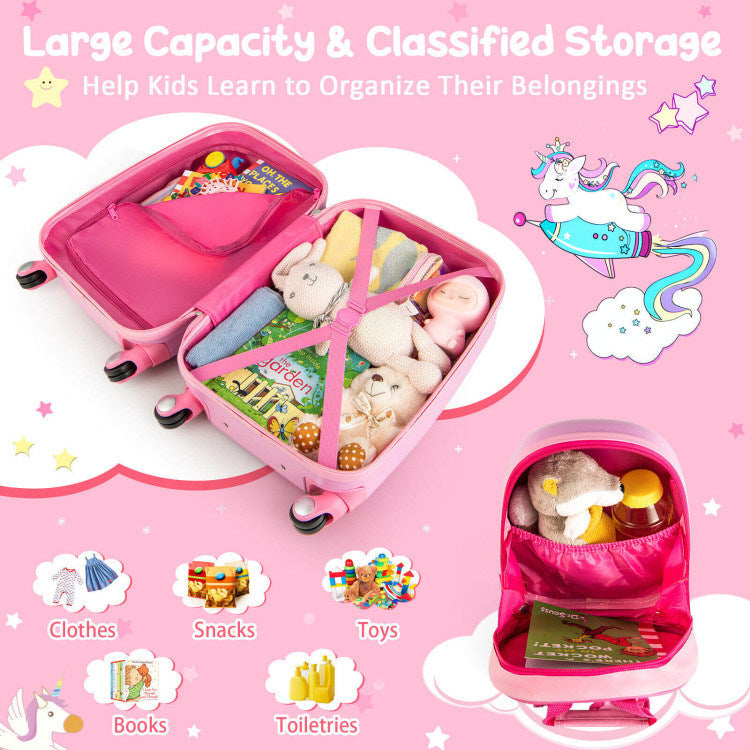 2 Pieces 18 Inch Kids Luggage Set with 12 Inch Backpack - Mercantile Mountain