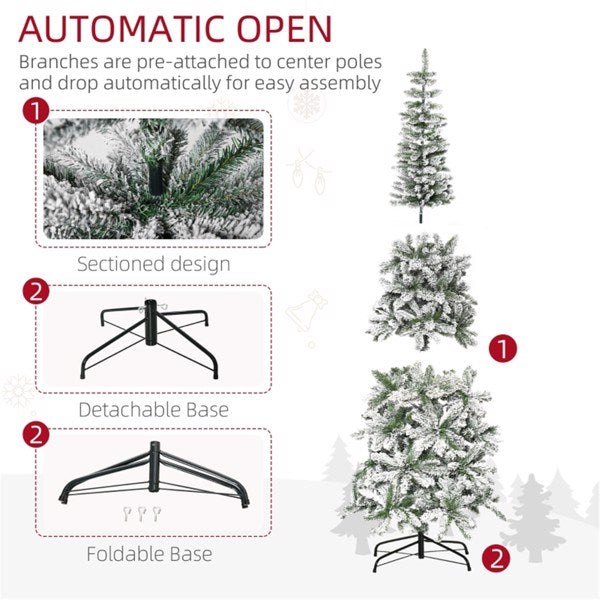 7.5ft Christmas tree slim flocked realistic branches  - Mercantile Mountain