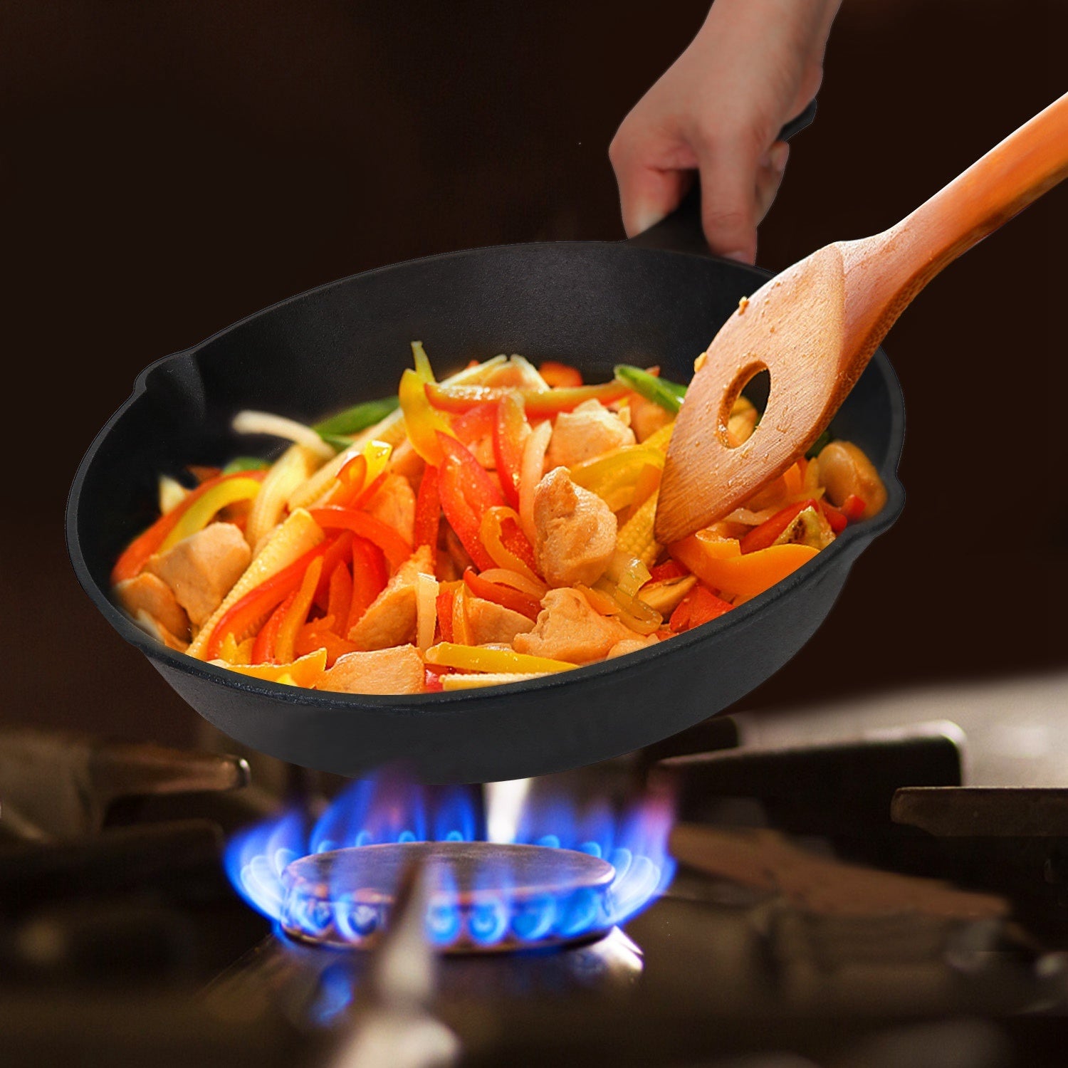 3Pcs Pre-Seasoned Cast Iron Skillet Set 6/8/10in Non-Stick Oven Safe Cookware Heat-Resistant Frying Pan - Mercantile Mountain