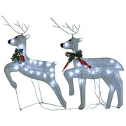 Reindeer & Sleigh Christmas Decoration 140 LEDs Outdoor White - Mercantile Mountain