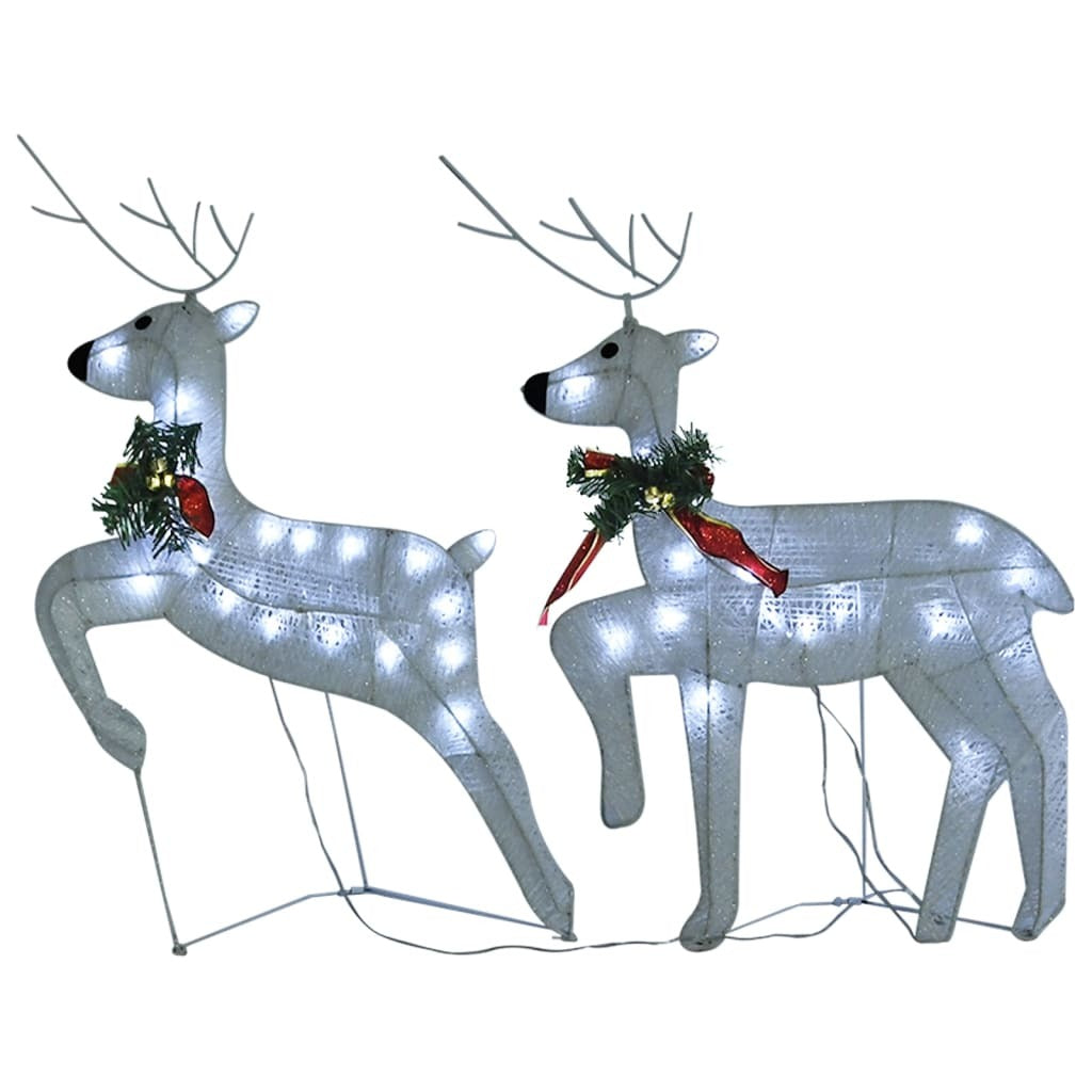 Reindeer & Sleigh Christmas Decoration 140 LEDs Outdoor White - Mercantile Mountain