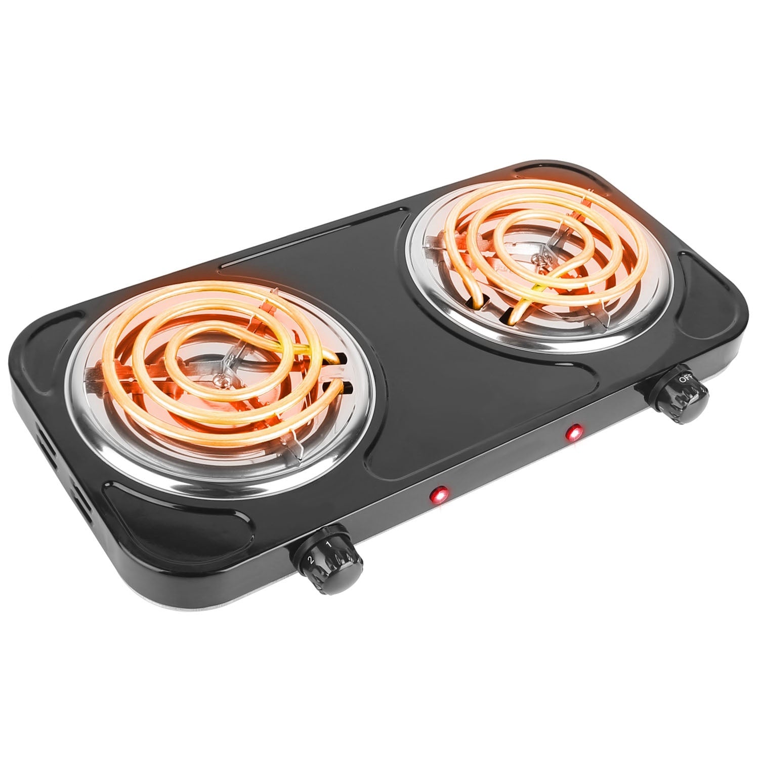 2000W Electric Double Burner Portable Coil Heating Hot Plate Stove Countertop RV Hotplate with Non Slip Rubber Feet 5 Temperature Adjustments - Mercantile Mountain
