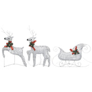 Reindeer & Sleigh Christmas Decoration 60 LEDs Outdoor Silver - Mercantile Mountain