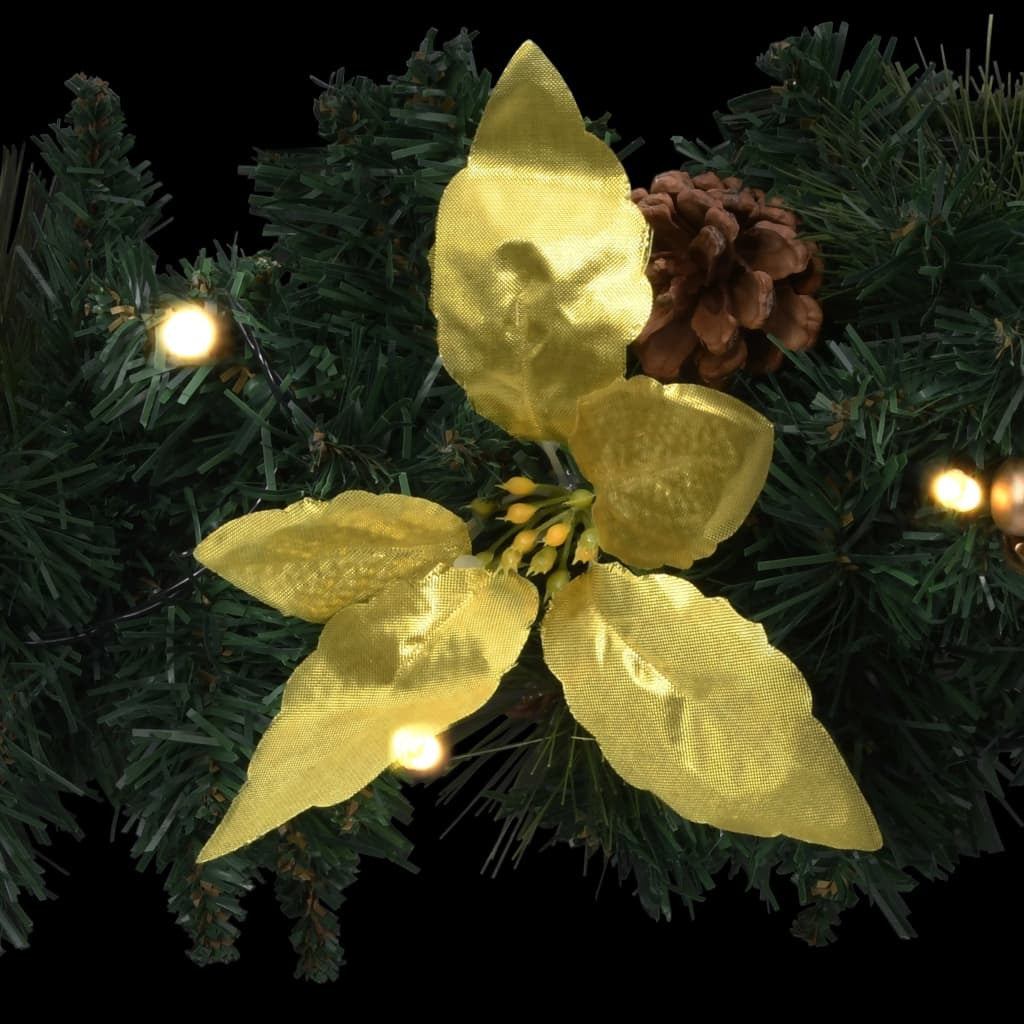 Christmas Garland with LED Lights Green 8.9' PVC - Mercantile Mountain