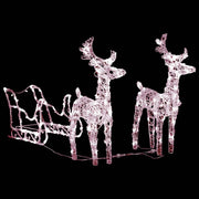 Reindeers & Sleigh Christmas Decoration 160 LEDs 51.2" Acrylic - Mercantile Mountain