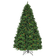 8 Feet Lifelike Artificial Christmas Tree with LED Lights and Pine Cones - Mercantile Mountain