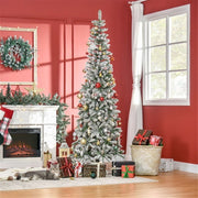 7.5ft Christmas tree slim flocked realistic branches  - Mercantile Mountain