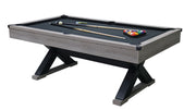 84" Pool Table with Billiard Balls, Cues, Pool Cue Chalk, Cleaning Brush, X-Legs, Black Cloth, Rustic Grey,84.1"L x 46.5"W x 32"H - Mercantile Mountain