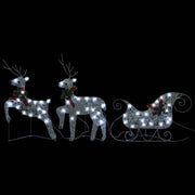 Reindeer & Sleigh Christmas Decoration 140 LEDs Outdoor Silver - Mercantile Mountain