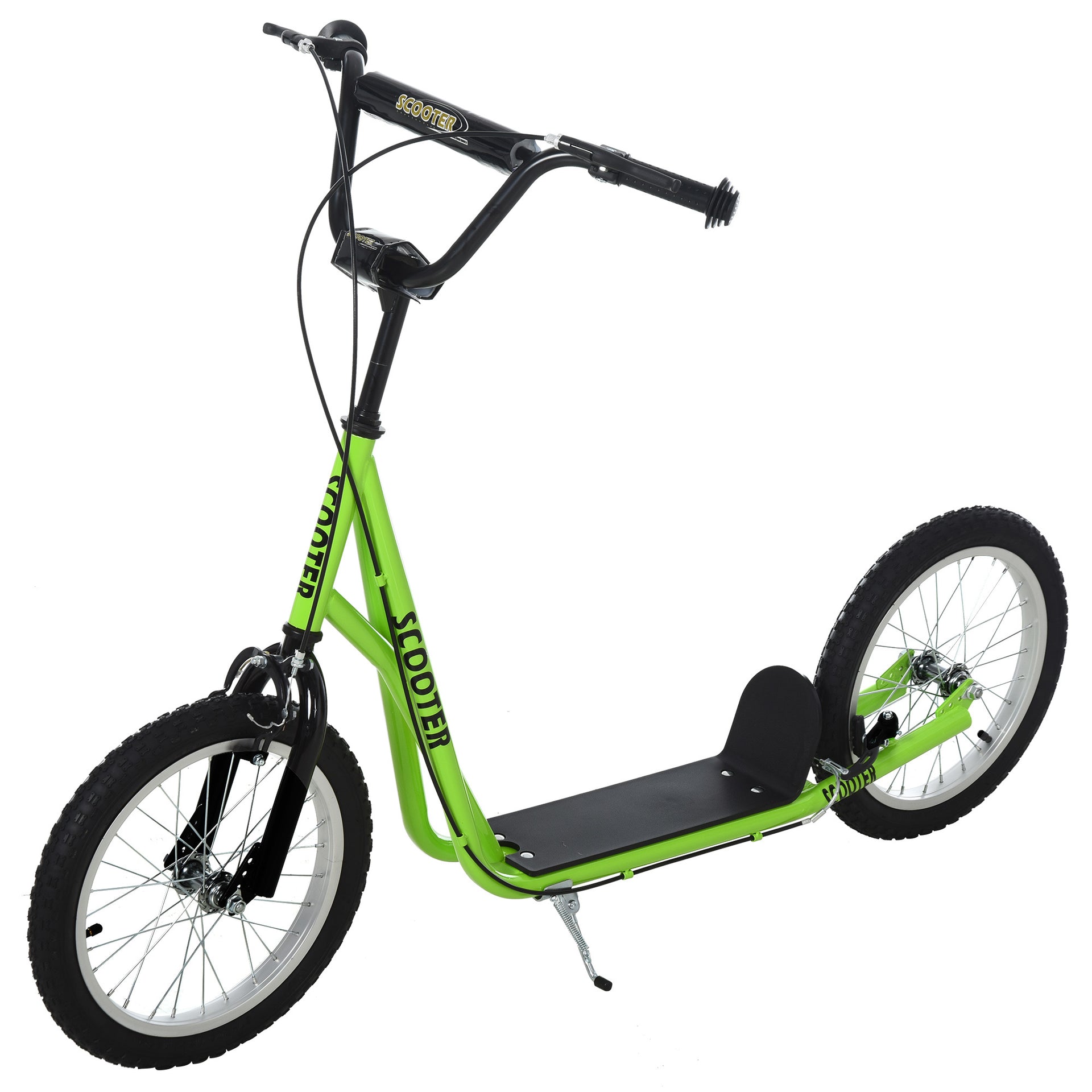 Aosom Youth Scooter Kick Scooter for Kids 5+ with Adjustable Handlebar 16" Front and Rear Dual Brakes Inflatable Wheels, Light Green - Mercantile Mountain