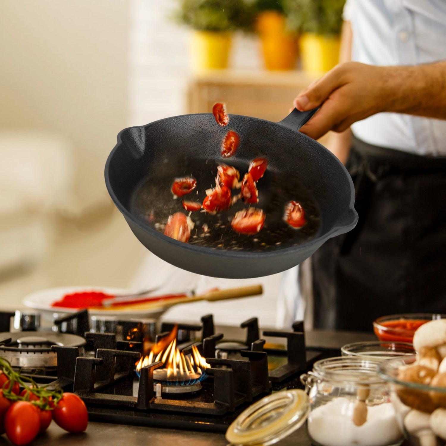3Pcs Pre-Seasoned Cast Iron Skillet Set 6/8/10in Non-Stick Oven Safe Cookware Heat-Resistant Frying Pan - Mercantile Mountain
