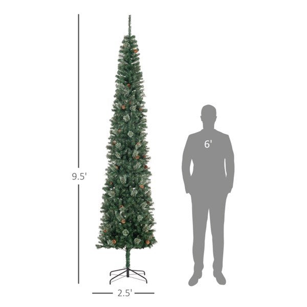9.5ft Christmas tree slim realistic branches with pine cones tip count 1132 - Mercantile Mountain
