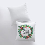 Merry Christmas | Red Berry Wreath | Pillow Cover | Christmas - Mercantile Mountain