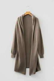 Solid Textured Knit Open-Front Sweater Cardigan