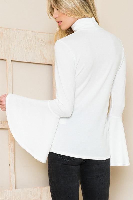 Plus Solid Bell Sleeve Turtleneck Top - Mercantile Mountain