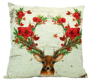 Christmas Deer | Pillow Cover | Throw Pillow | Deer Decor | Poinsettia - Mercantile Mountain