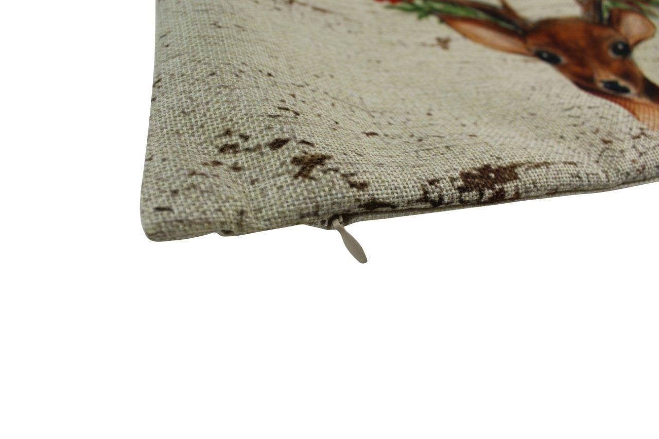 Christmas Deer | Pillow Cover | Throw Pillow | Deer Decor | Poinsettia - Mercantile Mountain