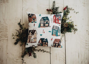Christmas Village Houses Throw Pillow Cover |  | Christmas tree | - Mercantile Mountain
