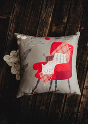 Christmas Kitty on Chair | Throw Pillow | Cute Home Decor | Christmas - Mercantile Mountain