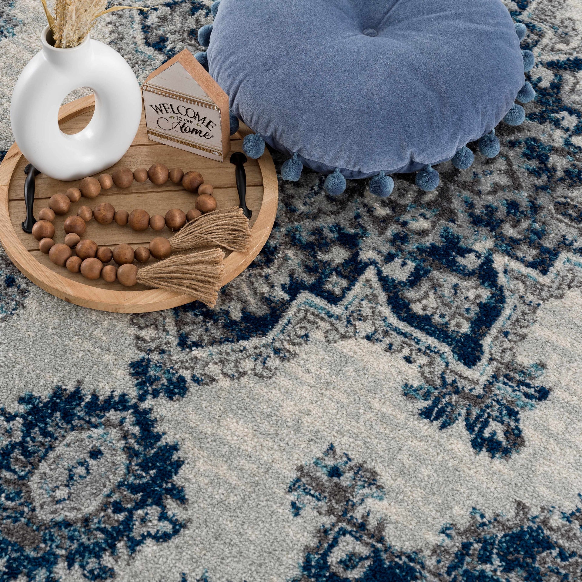 Istanbul Medallion Blue Area Carpet - Clearance - Mercantile Mountain