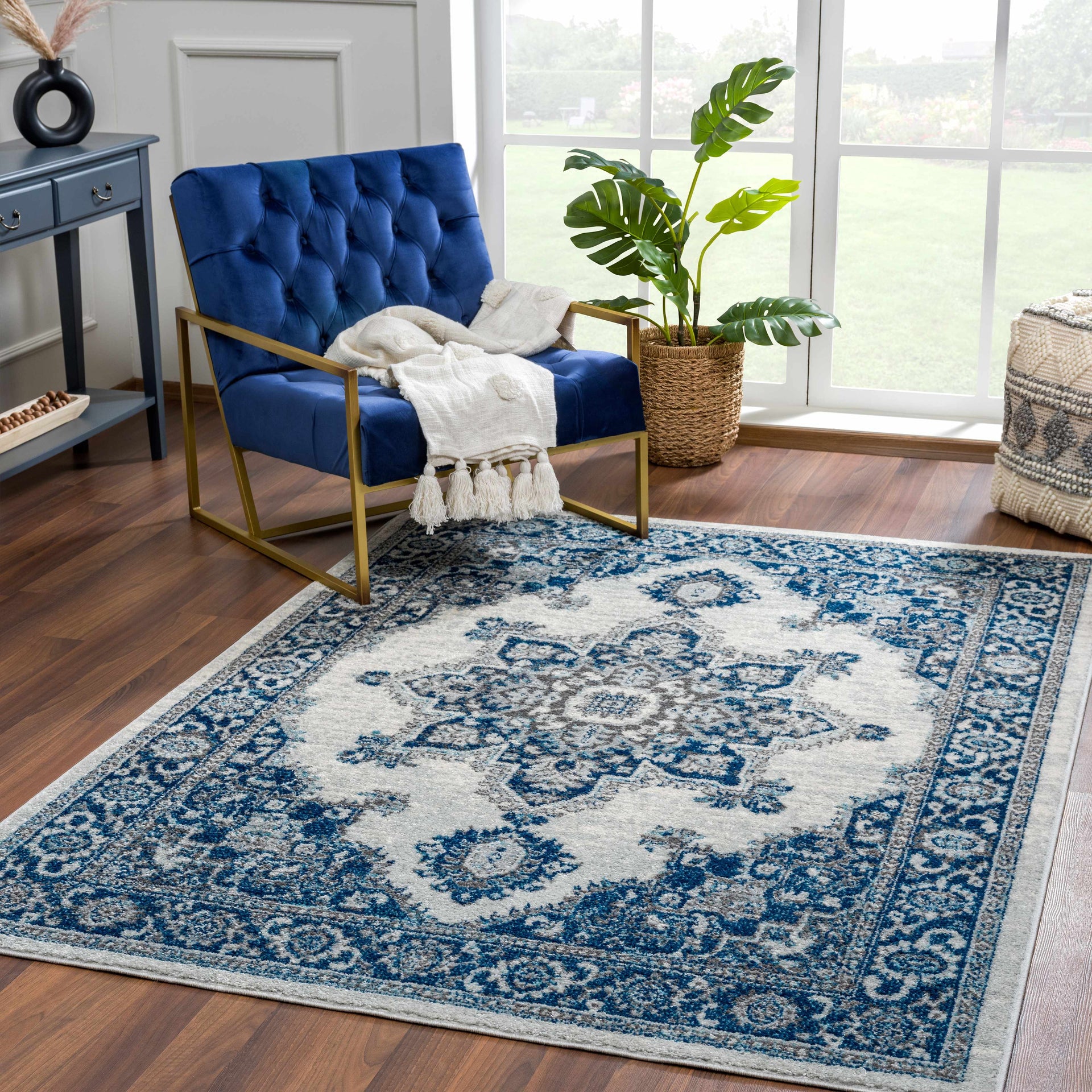 Istanbul Medallion Blue Area Carpet - Clearance - Mercantile Mountain