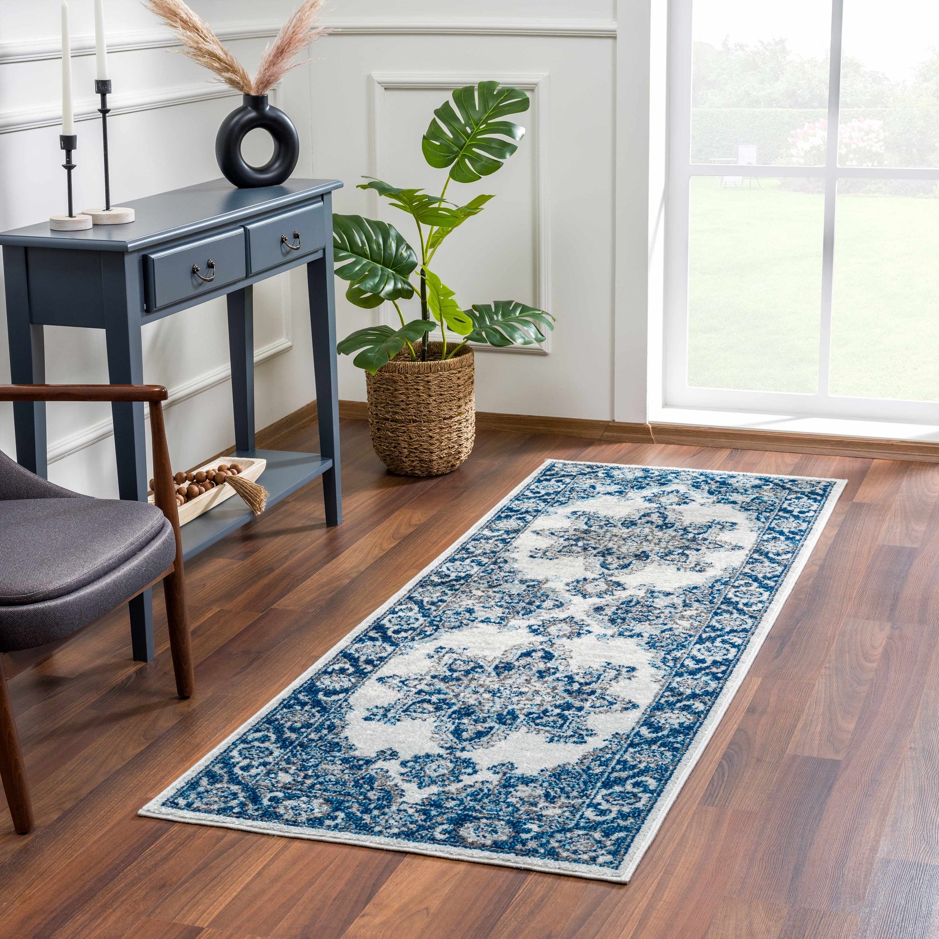 Istanbul Medallion Blue Area Carpet - Clearance - Mercantile Mountain