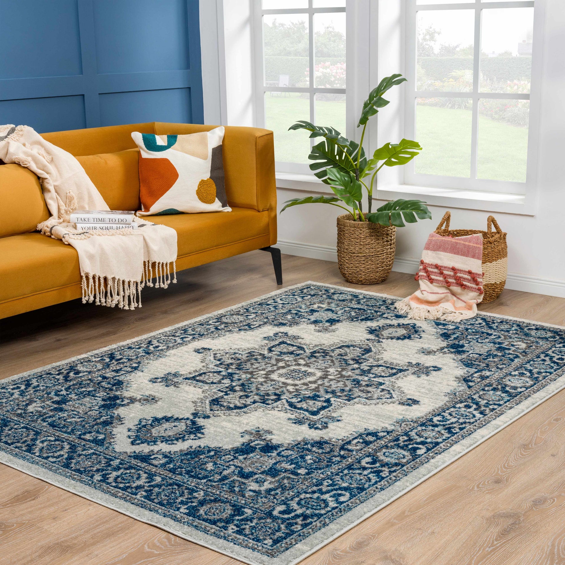 Istanbul Medallion Blue Area Carpet - Clearance - Mercantile Mountain