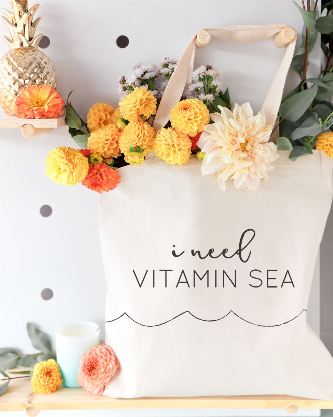 I Need Vitamin Sea Cotton Canvas Tote Bag - Mercantile Mountain