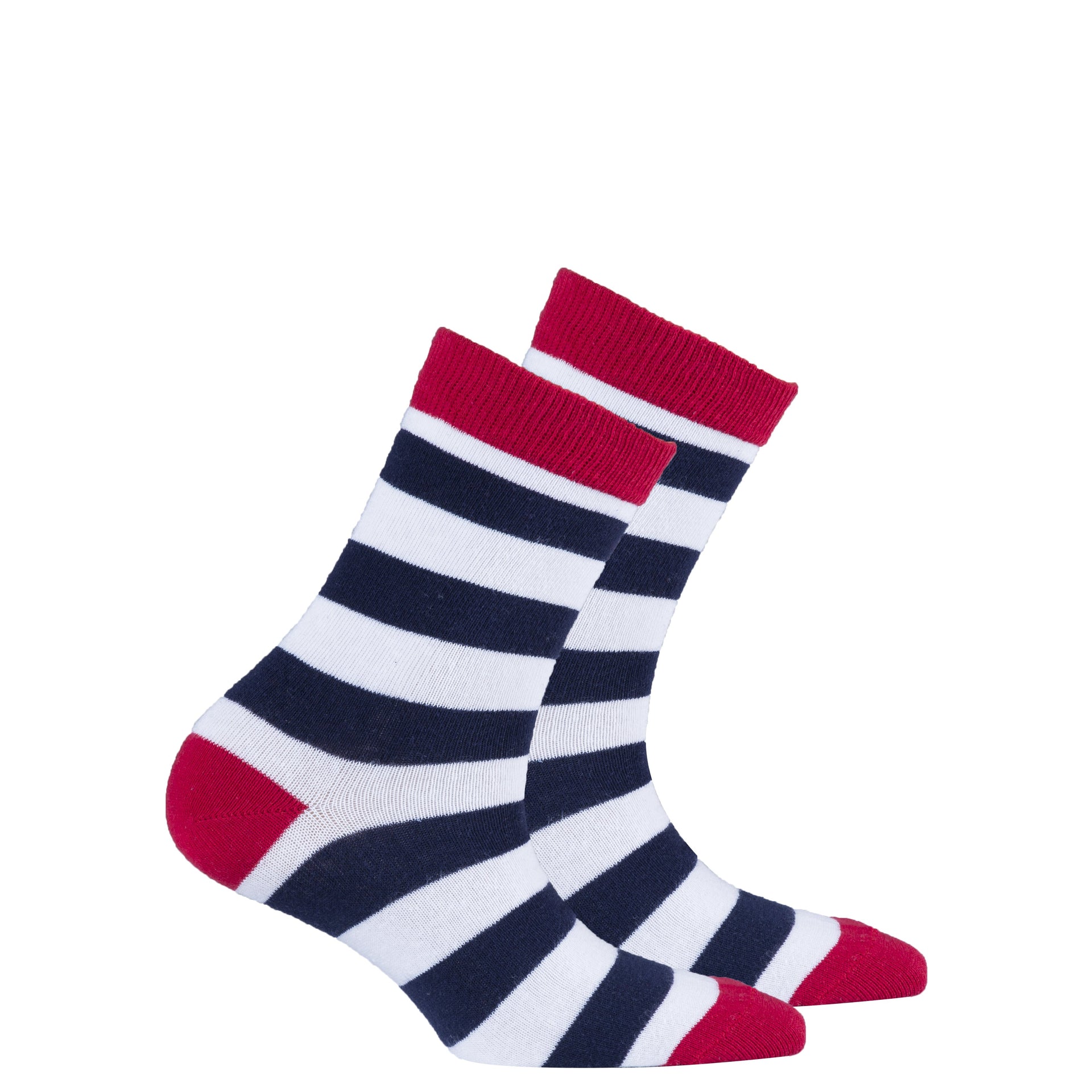 Kids Navy-White Stripes Socks - Mercantile Mountain