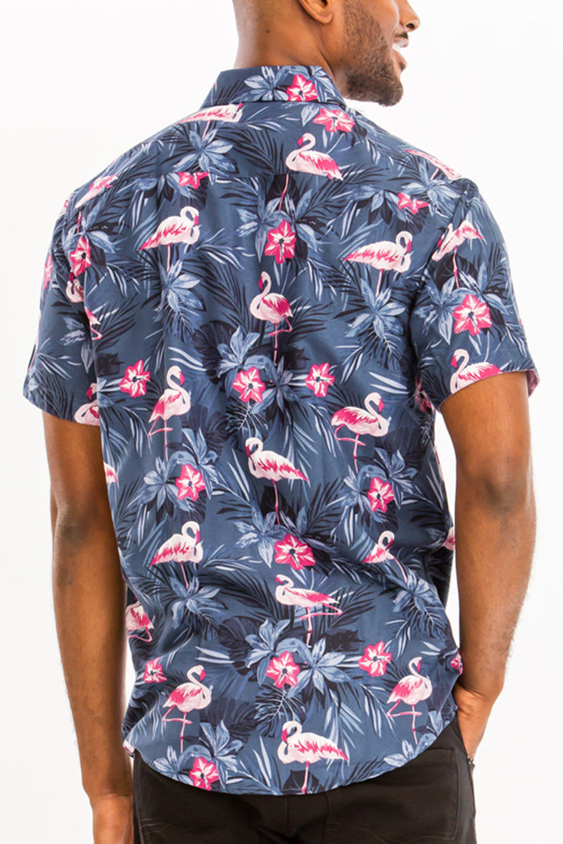 Digital Print Hawaiian Short Sleeve Shirt - Mercantile Mountain