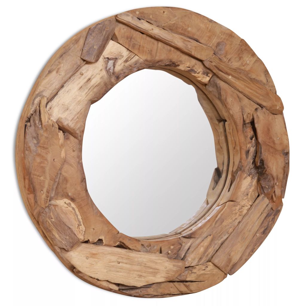 Decorative Teak Wood Mirror Round - Mercantile Mountain