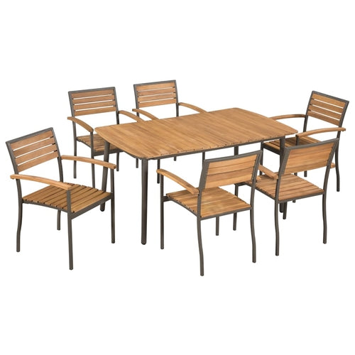 Outdoor Dining Set Solid Acacia Wood and Steel - Mercantile Mountain