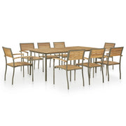 Outdoor Dining Set Solid Acacia Wood and Steel - Mercantile Mountain