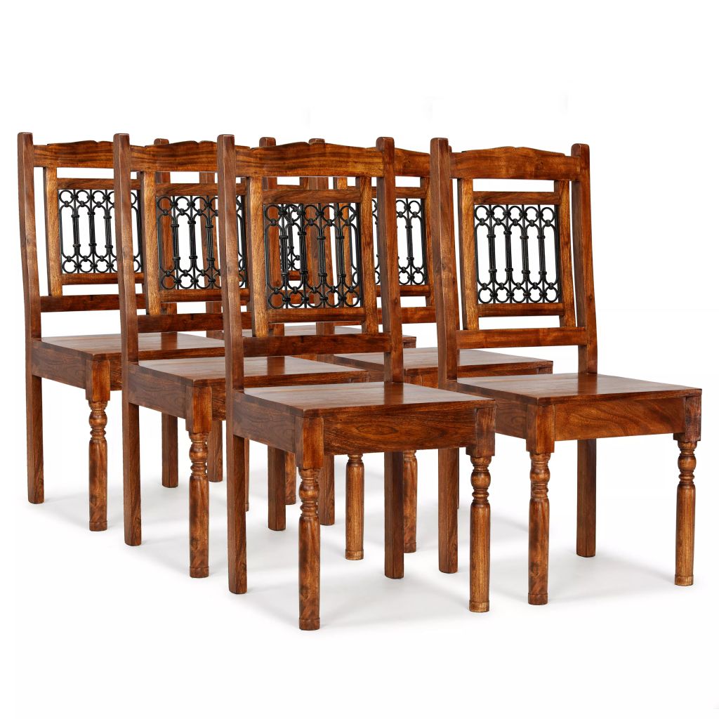 Dining Chairs Set Solid Wood with Cast Iron Back Classic - Mercantile Mountain