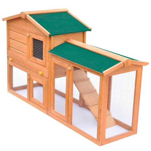 Outdoor Large Rabbit Hutch Gray and White 57.1"x17.7"x33.5" Wood - Mercantile Mountain