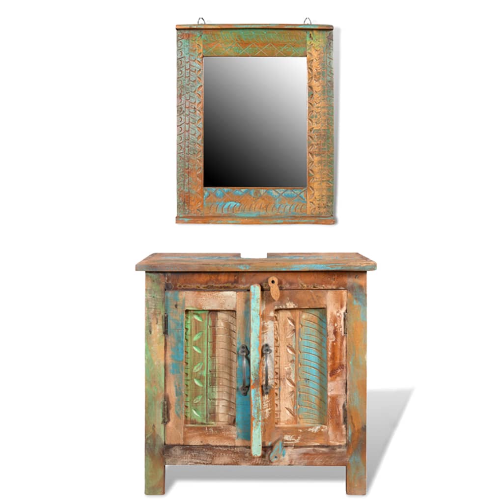 Reclaimed Solid Wood Bathroom Vanity Cabinet Set with Mirror - Mercantile Mountain