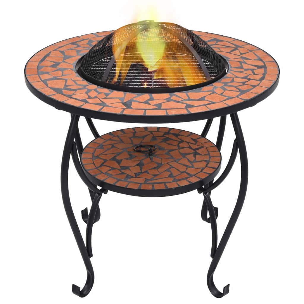 Mosaic Fire Pit Table Terracotta 26.8" Ceramic - Mercantile Mountain